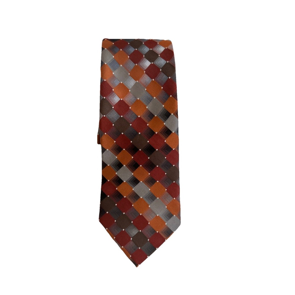 Van Heusen 100% Silk Tie Classic Multicolored Checkered Pattern Casual Formal